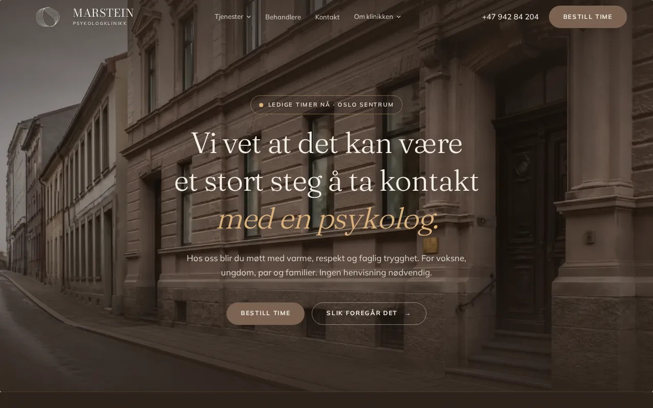 Marstein Psykologklinikk — nettside levert av Medcom