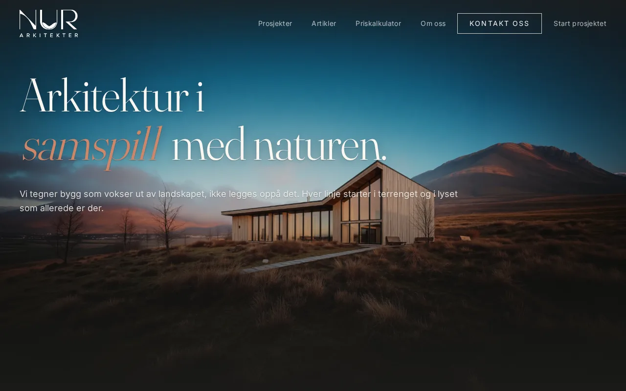 NUR Arkitekter — nettside levert av Medcom